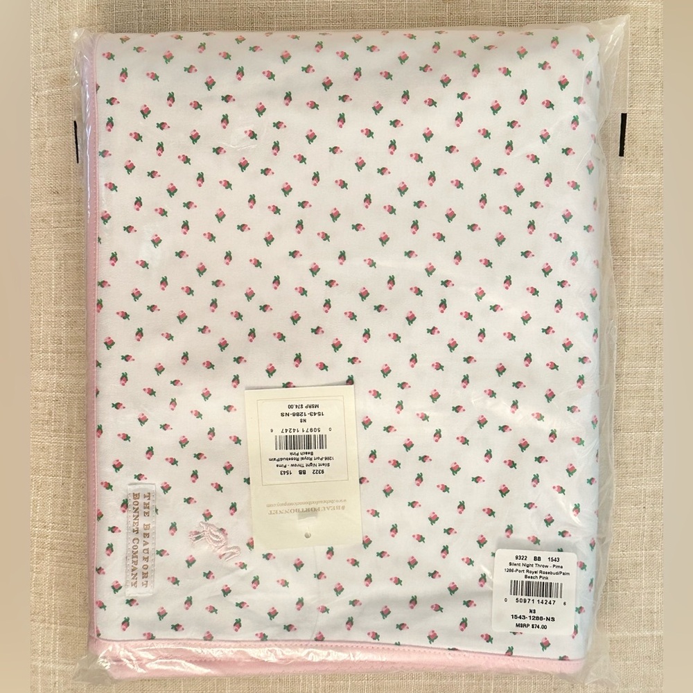 NWT Rosebud Silent Night Throw Blanket The Beaufort Bonnet Company TBBC